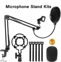microphone stand for blue yeti adjustable suspension boom scissor arm holder with pop filter58%e2%80%9dscrew mic shock mount for bm800