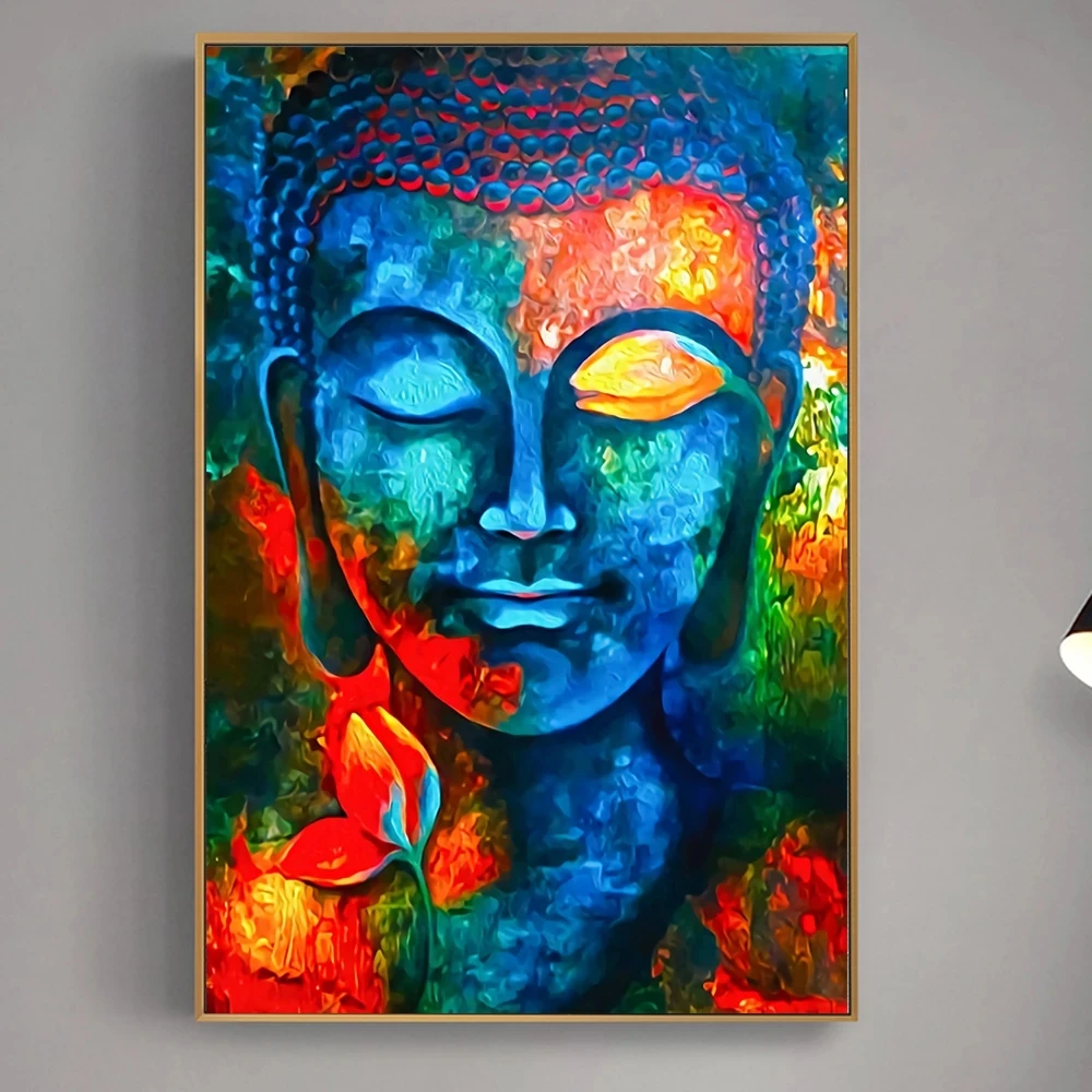 Постеры с изображением лица Будды абстрактные красочные картины для гостиной