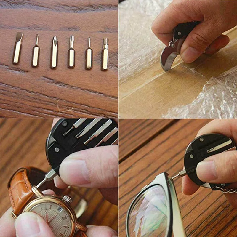 

Screwdrivers Pocket Multi Function Tools Coin Keychain Mini Folding Screwdriver Plier Cutter