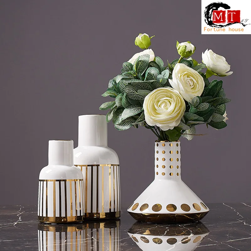 Скандинавская творческая личность белая керамическая наклейка Золотая покрытая