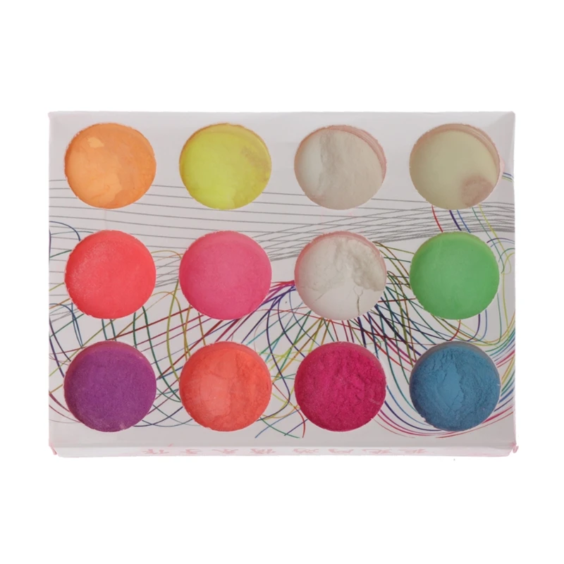 

12 Colors Fluorescent Super Bright Glow-in-the-Dark Powder Pigment DIY Jewelry R9CF