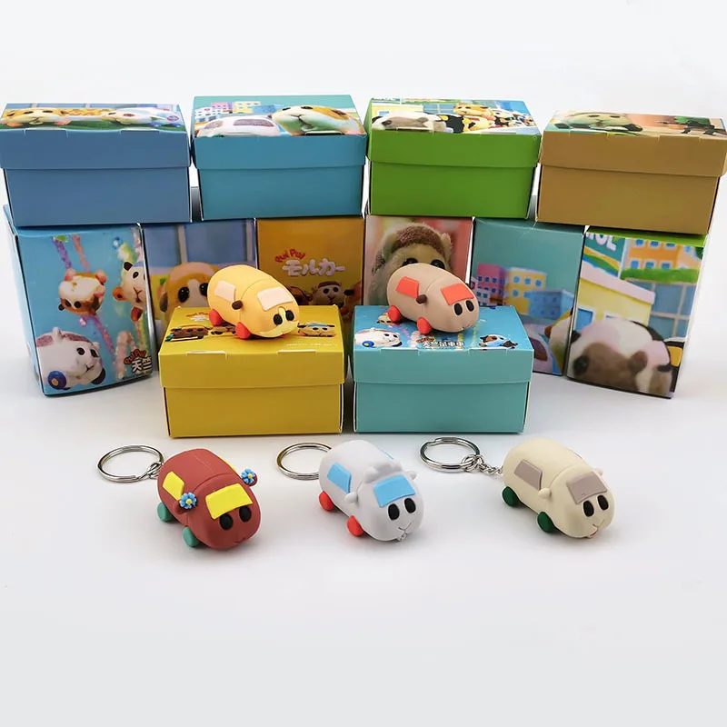 

Anime Japan PUI PUI Molcar Guinea Pig Cute Animal Keychain Cartoon Plastic Doll Key Ring Bag Children's Charm Classic Kids Gift