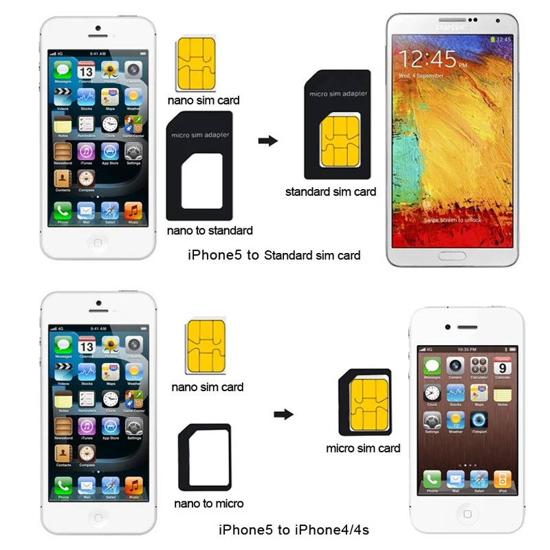 Адаптер для SIM-карты 4 в 1 100 шт. адаптеры Nano Micro SIM стандартные SIM-карт извлечение