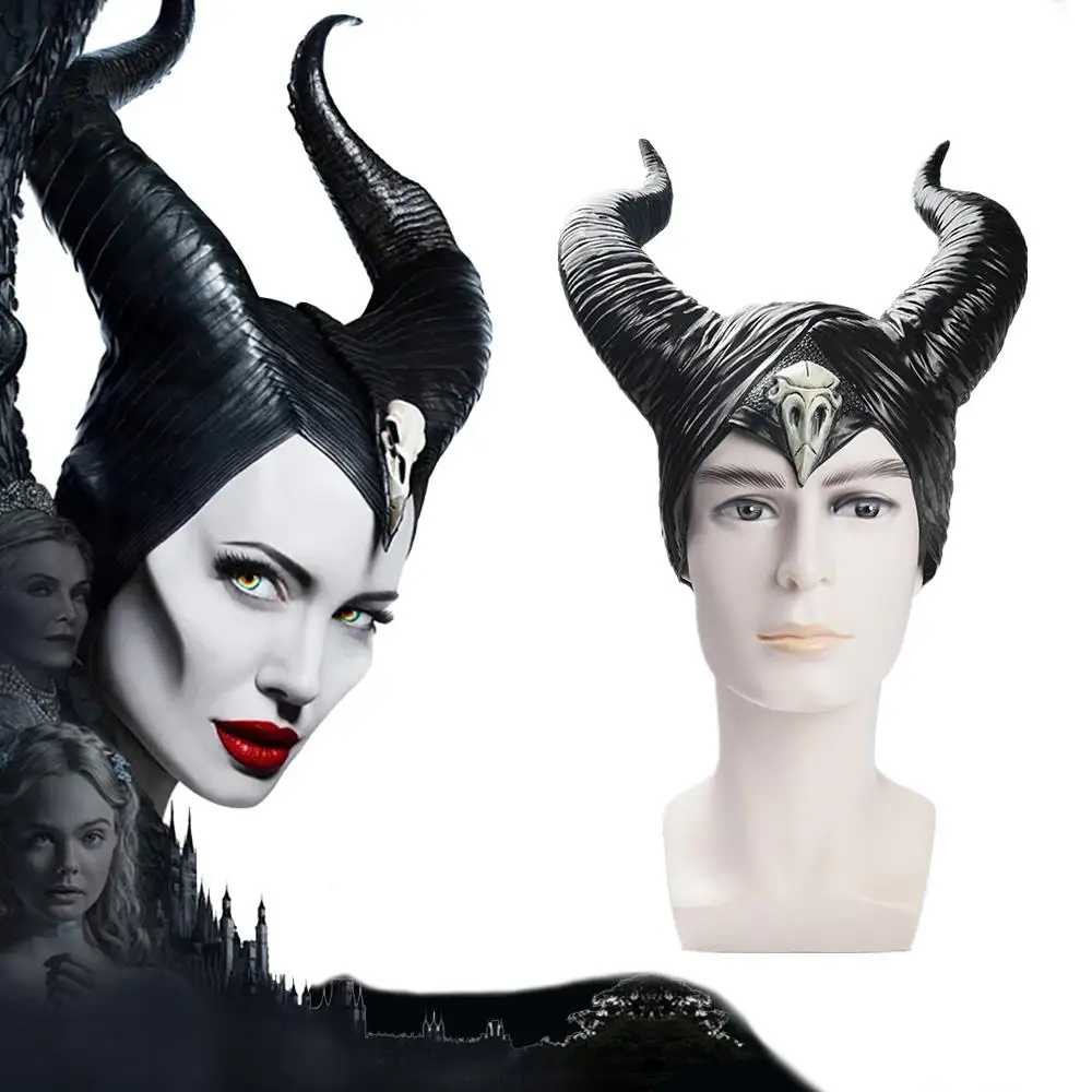 

Halloween Black Queen Cosplay Horns Hat Adult Witch Headpiece Masks Carnival Easter Purim Costume Party Props