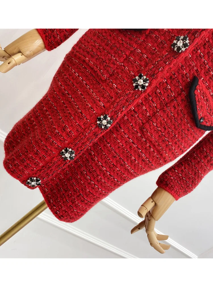 

V-neck, diamond buckle, contrast pockets, woven plaid, tight-fitting, hip-fitting dress, ladies' autumn new styles, parties