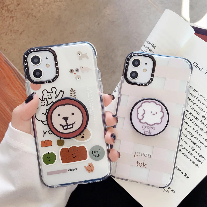 Cute Lion Colorful Bumper Phone Case for iPhone 11 Pro XS Max XR X 7 8 Plus Soft TPU Transparent Holder Stand Back Cover Coques |