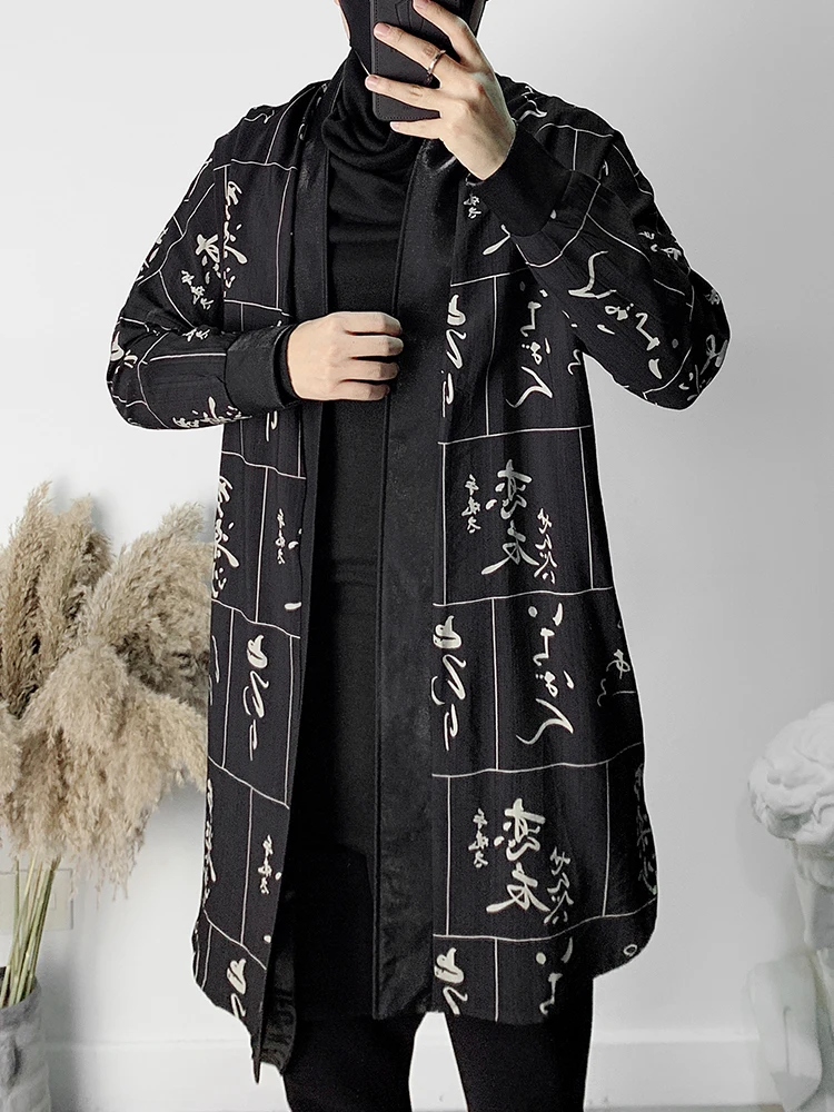 

Owen seak Men Chinese Style High Street Men's Clothing Spring Waterproof Men Dust Coats Jackets Windbreaker Black Size XL