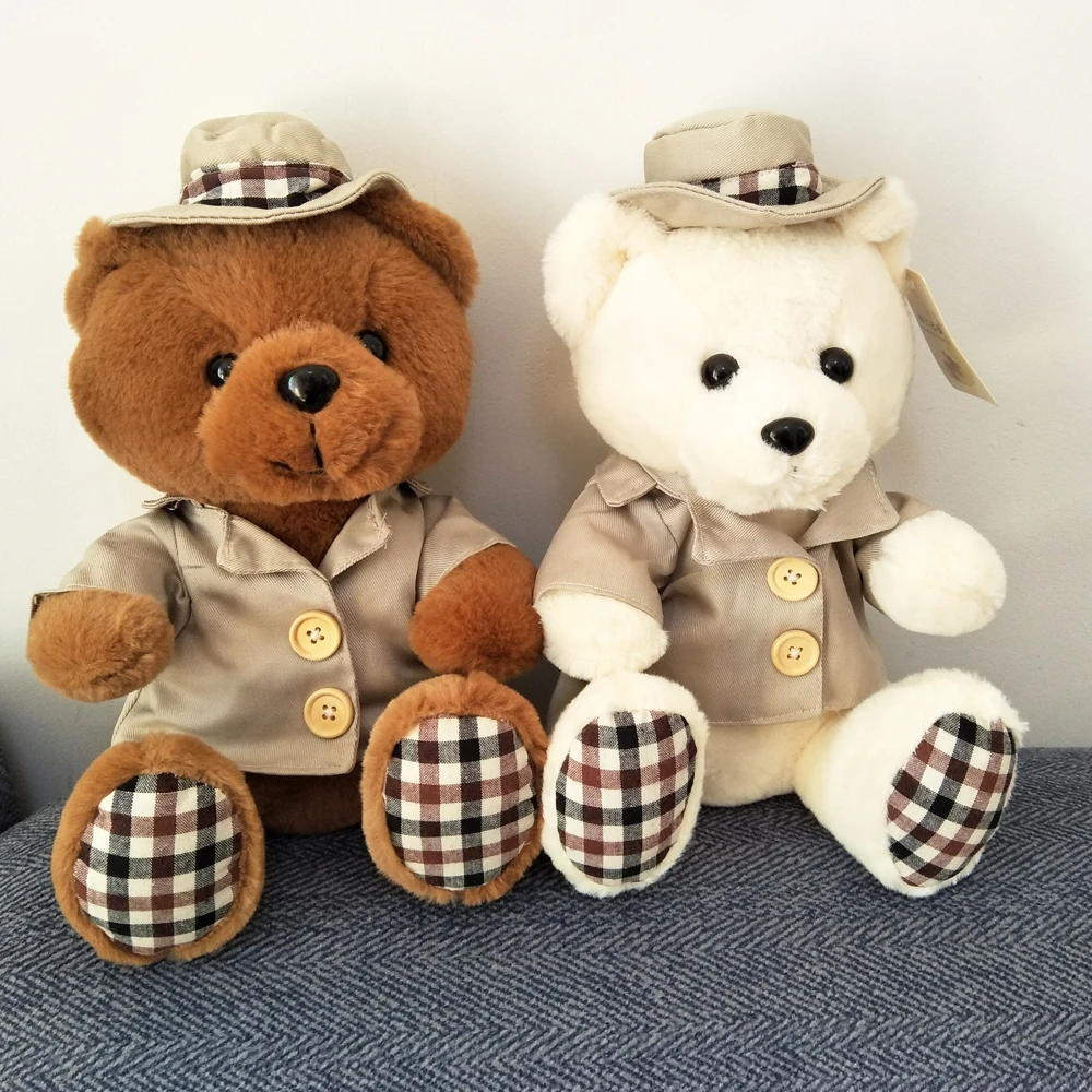 Мультяшный Детский плюшевый игрушечный медведь Тедди коричневый белый для