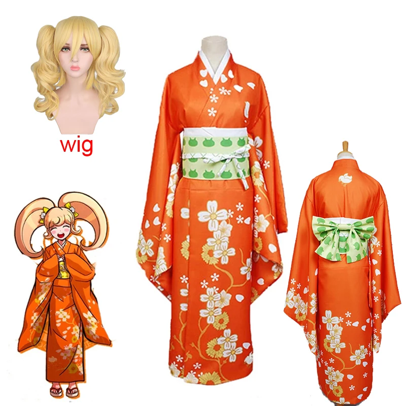 Кимоно для косплея супер данганронпа 2 Hiyoko Saionji костюм взрослых женщин оранжевое
