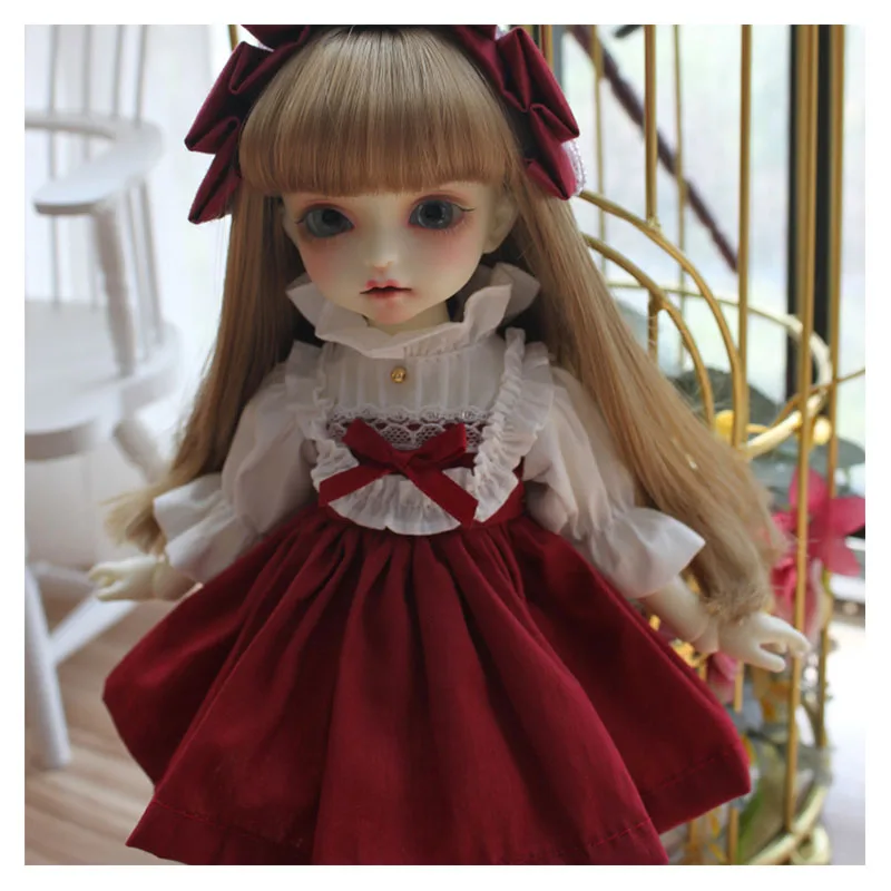 Простое платье для шарнирной куклы Одежда короткое красного цвета blyth 1/6 1/4 1/3