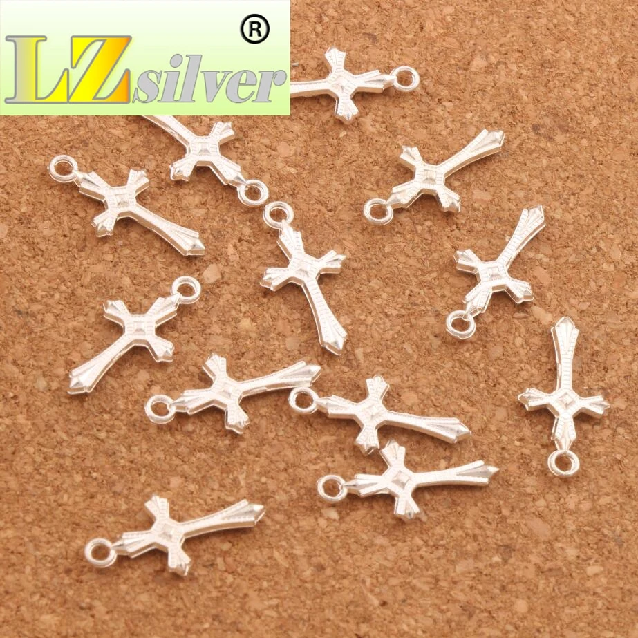 280PCS Silver-Plated Grid Cross Charm Beads Pendants L477 22X11mm Jewelry DIY