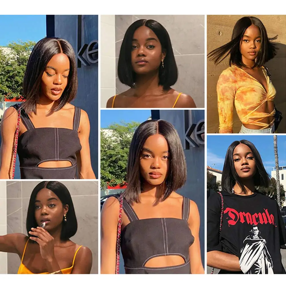 

I's a wig Short Black Straight Bob Wigs Synthetic Wigs for Black Women 613 Blonde Small Part Lace Wigs for Daily Use