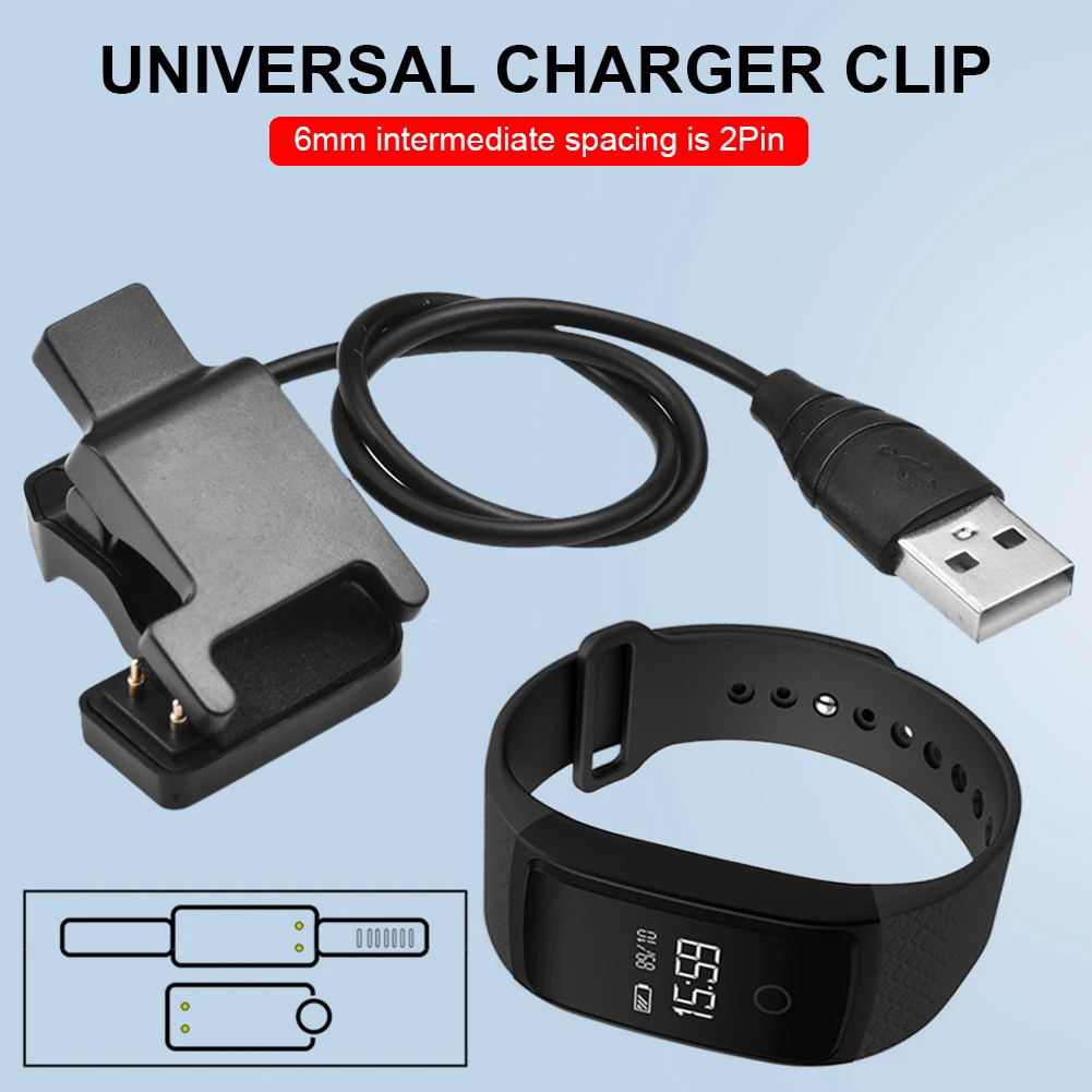 

2pin 6mm Smart Watch Cable Wristbands Charging Line Cable 2 Pin Universal Charge Clip Emergency Backup Charger Adapter