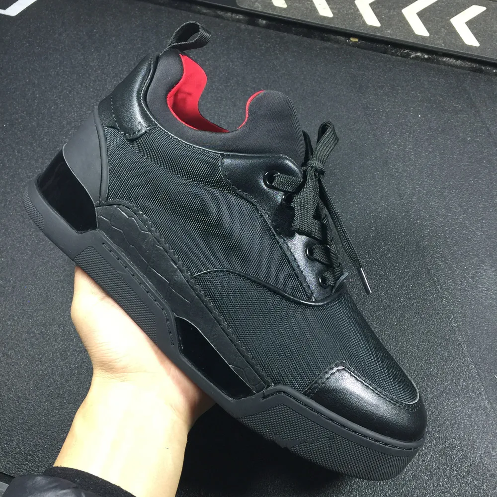 Tap Низкий вырез досуг на шнуровке черный Многослойная спортивная обувь заклепки