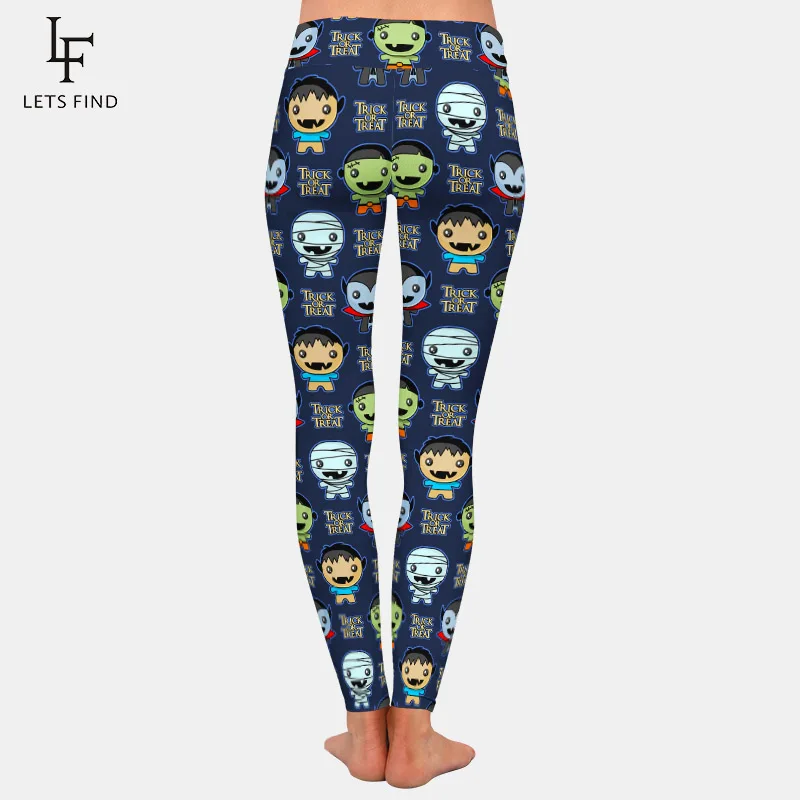 LETSFIND Women's Warm Leggings 3D Cute Halloween Characters Digital Printing High Waist  Fitness Stretch Leggings