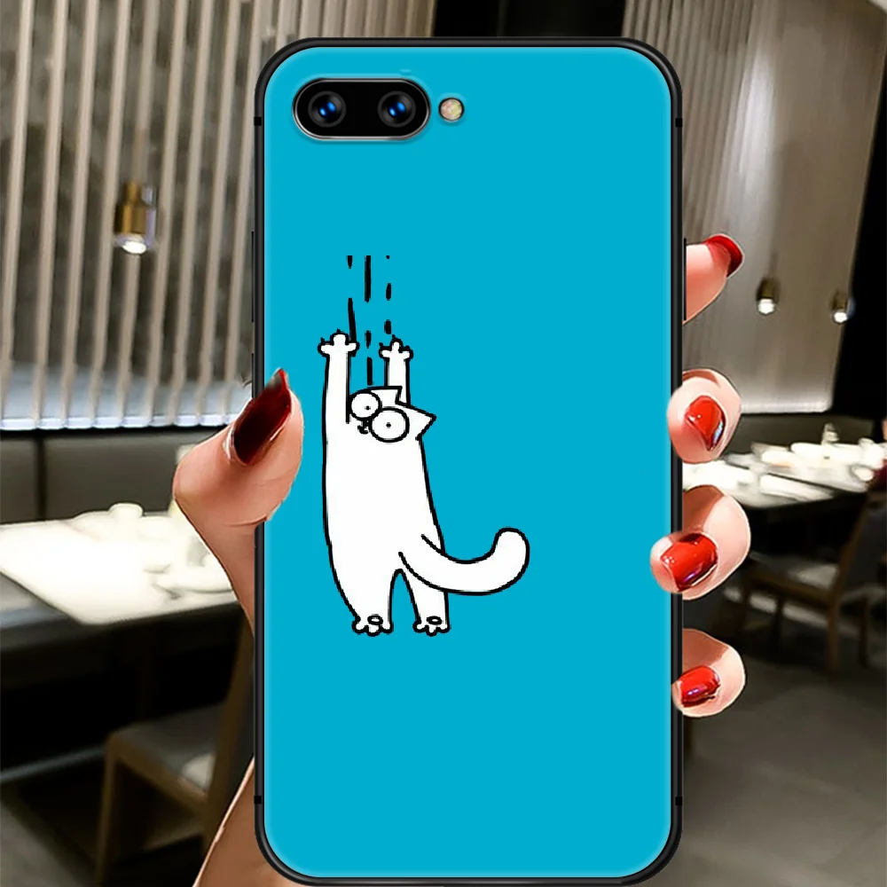

Cute Simons Cat Phone Case Cover Hull For HUAWEI Honor 8 8c 8a 8x 9 9a 9x V10 MATE 10 20 I Lite Pro black Cover Painting Funda