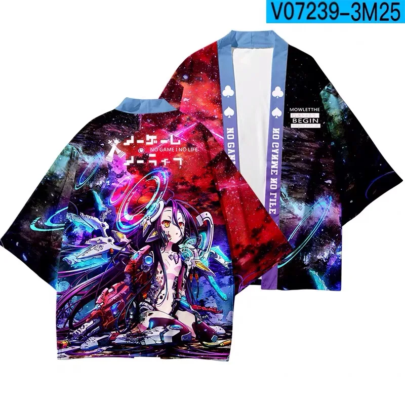 

Японское кимоно для косплея «NO GAME NO LIFE», Модный повседневный крутой кардиган с коротким рукавом для женщин и мужчин, хаори юката, лето