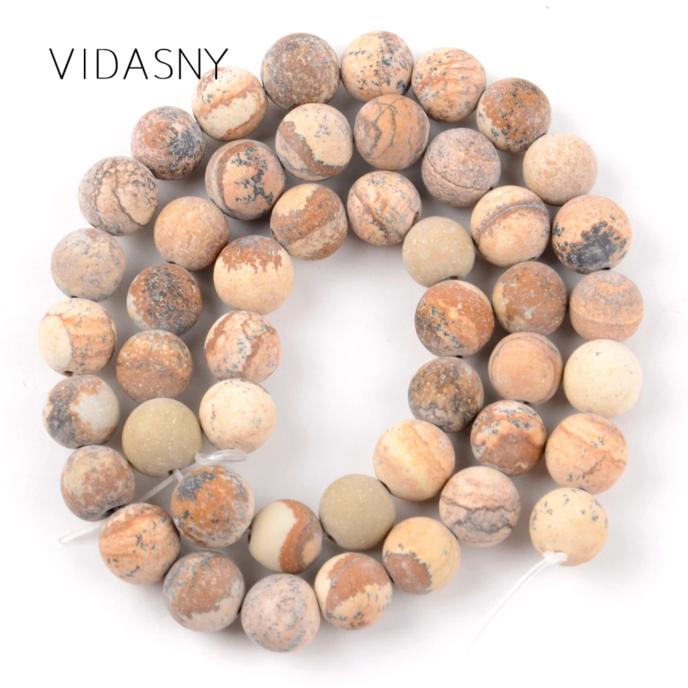 

Natural Dull Polished Picture Jaspers Round Loose Beads For Jewelry Making 6mm-12mm Spacer Beads Diy Bracelet Necklace 15''