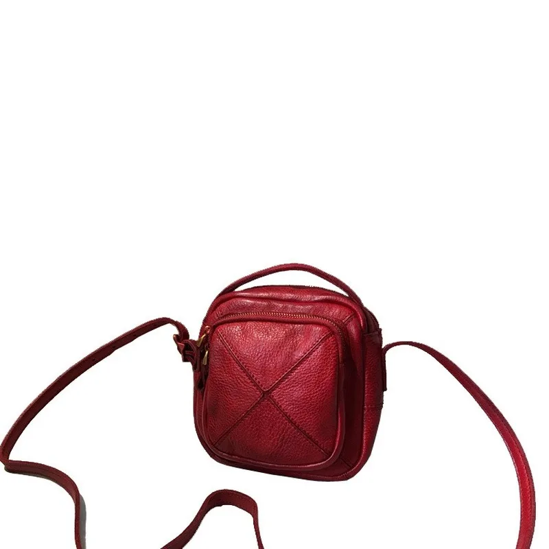 

2020 new messenger bag one shoulder retro handbag small square bag large capacity simple fashion multi-compartment leather bag