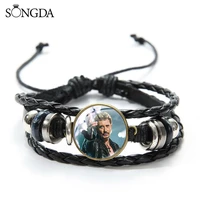rock star johnny hallyday souvenir bracelets hand craft punk black leather bracelets jewelry for men women concert gifts