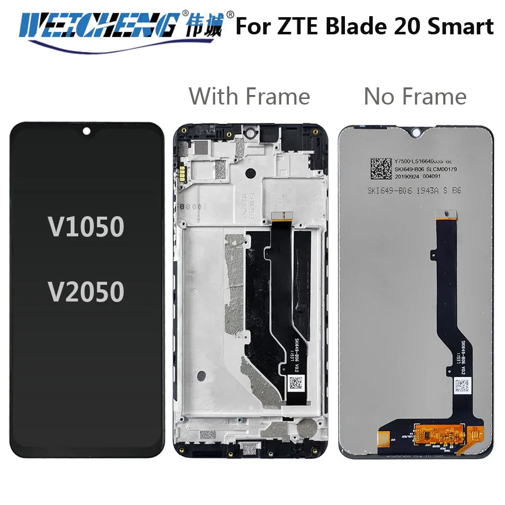 ЖК-дисплей 6,49 дюйма для ZTE Blade 20 Smart V1050 V2050 и сенсорный экран с дигитайзером в сборе и рамкой для Blade20 Smart