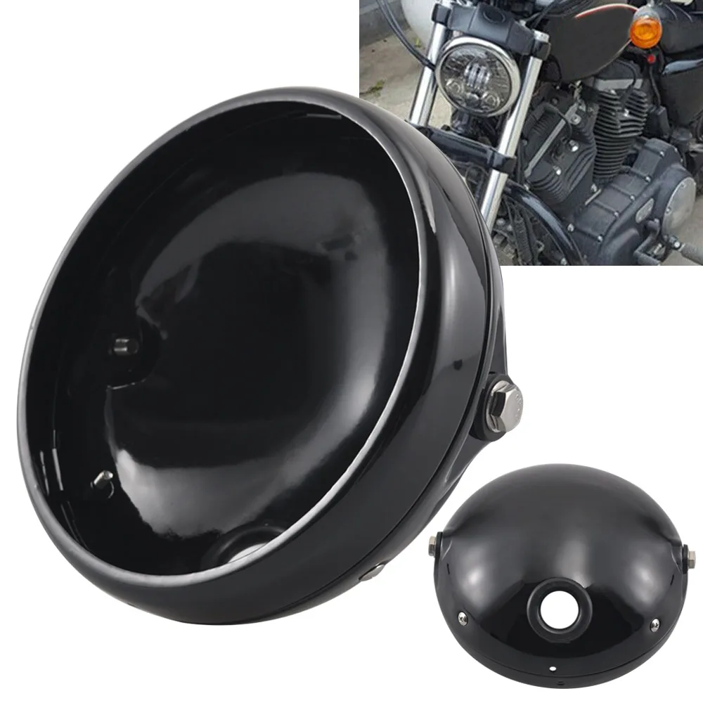 

7" Universal For Harley XL Dyna Ninja Z400 Vulcan GSX R Nine T Scout Motorcycle Led Headlight Housing Headlamp Cover Gloss Black