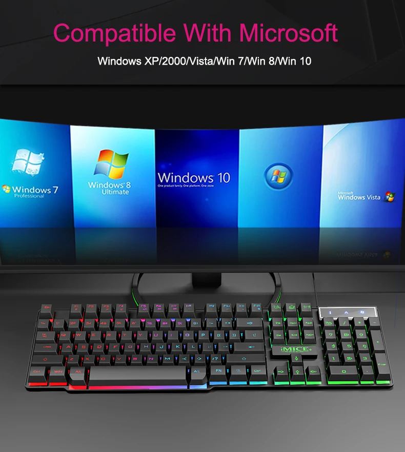 IMice игровая клавиатура 104 клавишные колпачки с RGB подсветкой механическая клавиатура игровая клавиатура с RU стикером для ПК ноутбука компьютера
