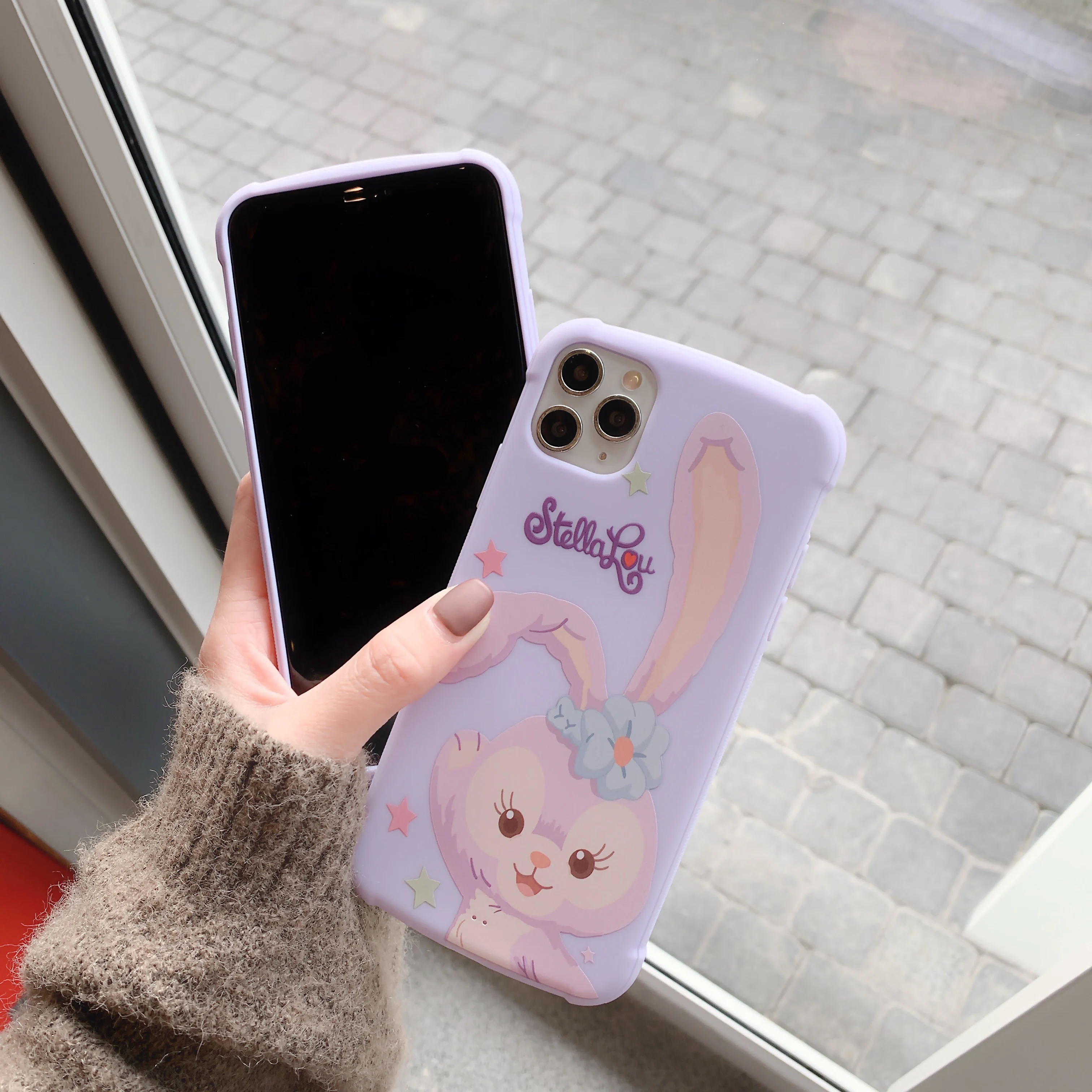 Cute Cartoon Rabbit Case For iPhone 6 6S 7 8 Plus X XR XS 11 Pro Max Candy Color Phone Cases Soft TPU Cover With Tempered film |