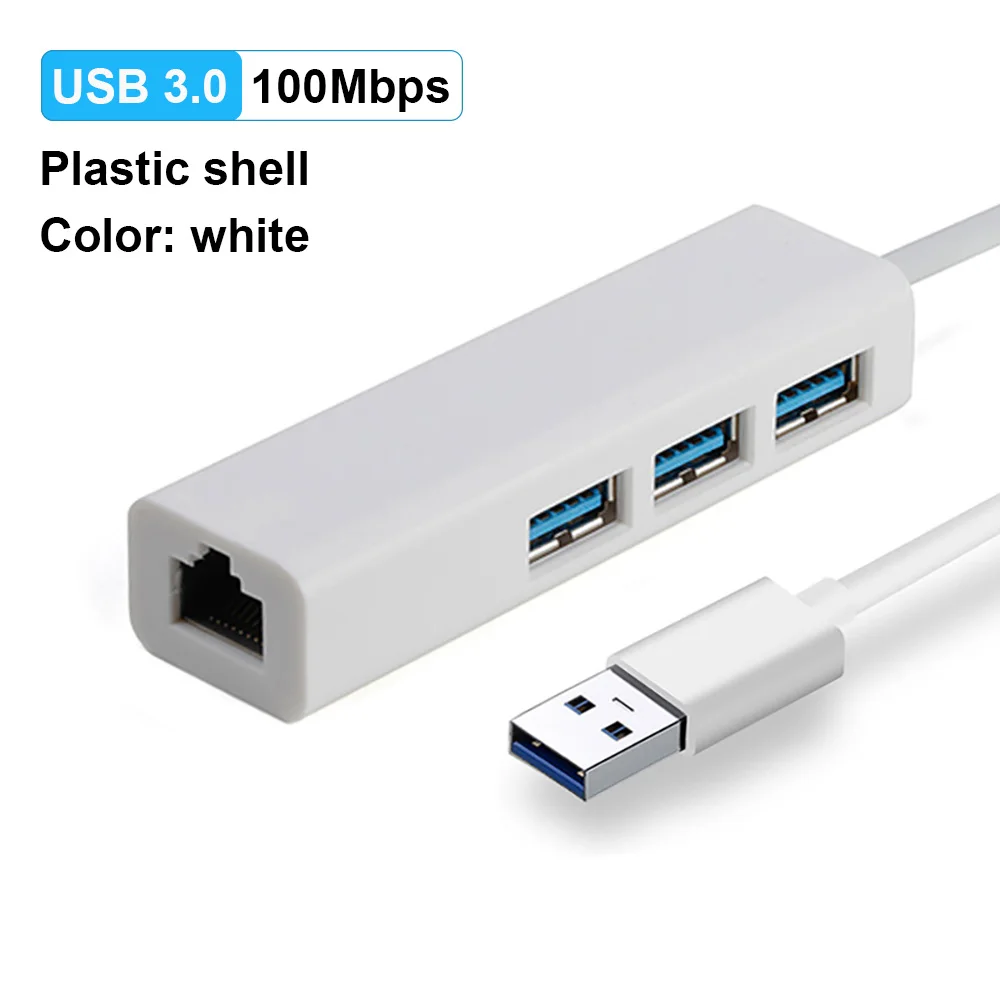 OFCCOM USB Ethernet USB 3,0 2,0 к RJ45 концентратор 10/100/1000 м Ethernet адаптер Сетевая карта USB Lan для Macbook Windows - Цвет: USB3.0 100M White