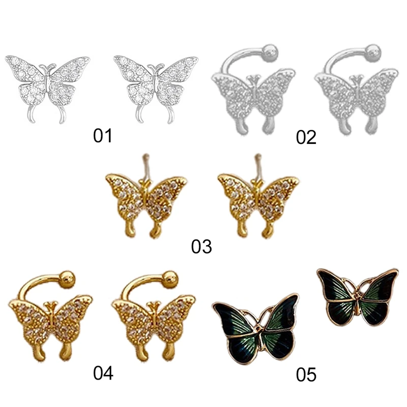 Модные мини минималистичные серьги Бабочки Фея блестящие изысканные