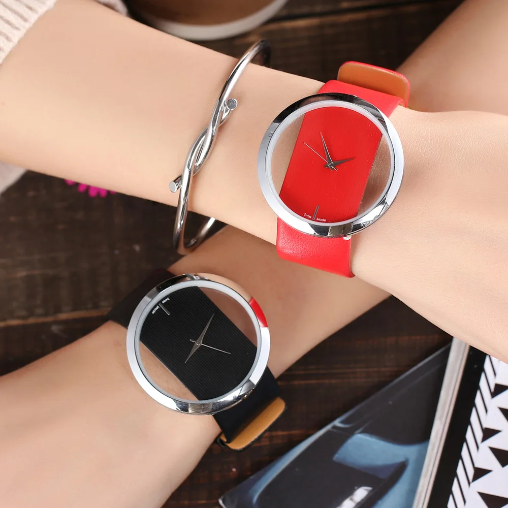 Женские часы в Корейском стиле минималистичные креативные женские с прозрачным