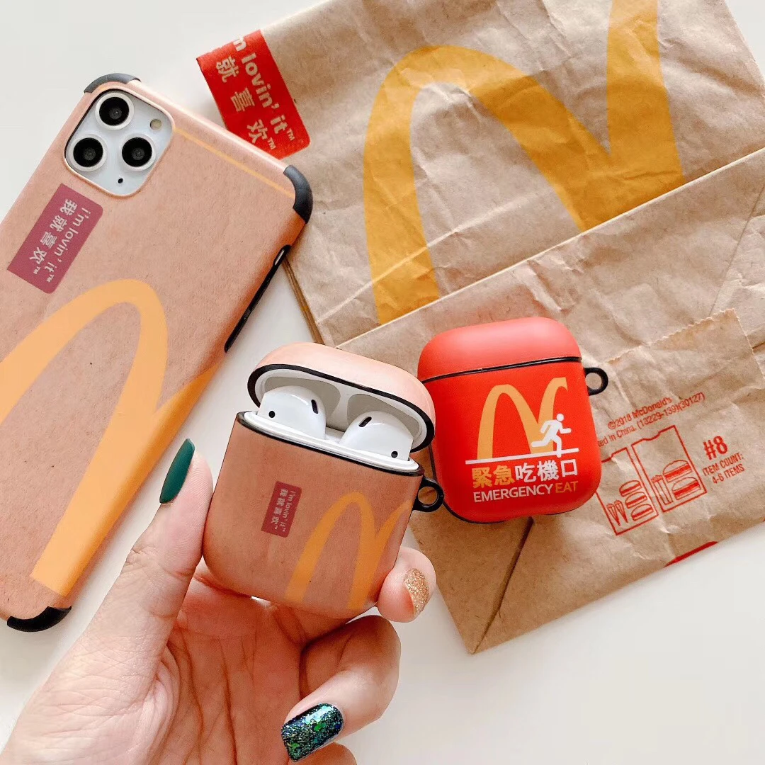 Чехол для airpods, забавный упаковочный мешок mcdonald's, Модный мягкий чехол для Apple, новинка Airpods 1/2, чехол, беспроводной Bluetooth, чехол для наушников
