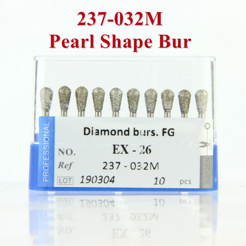

20pcs Dental Dimond Burs EX-26 FG Shank 1.6mm 237-032M Blue Rings Medium High Speed High Quality Grinding Tool for Dentistry