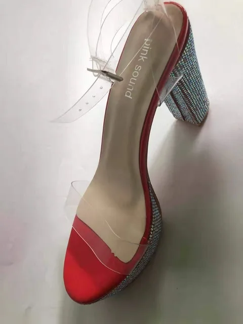 

2020 new fashion rhinestone waterproof platform comfortable wild word buckle belt sandals women