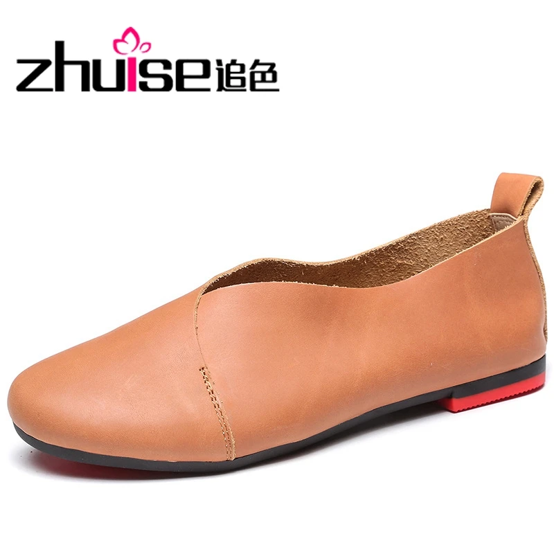 

Original autumn new style literary retro leather soft sole grandma shoes Sen flat single shoes lazy shoes spring 2021