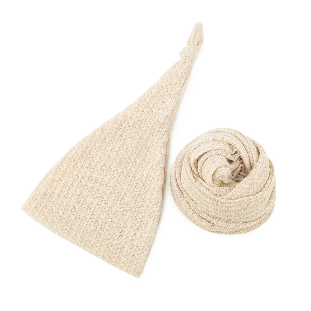 

Newborn Photography Props Accessories Baby Photography Clothing Knot Hat+Wrap Set Studio Infant Photo Prop Cap Swaddling Clothes