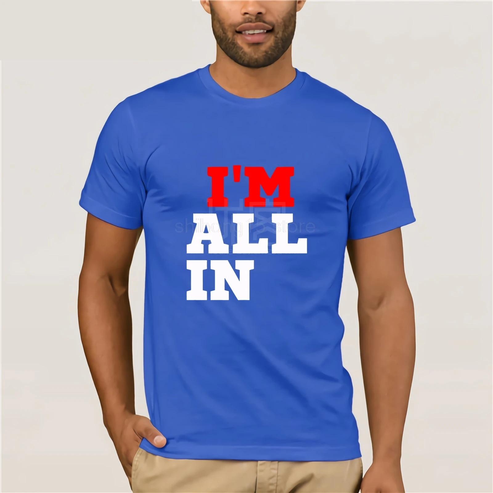Хорошая футболка для парней, популярная футболка с надписью «I'm All In Funny offening Texas Hold Em Poker Cards» в Лас-Вегасе, обтягивающая футболка - Цвет: blue