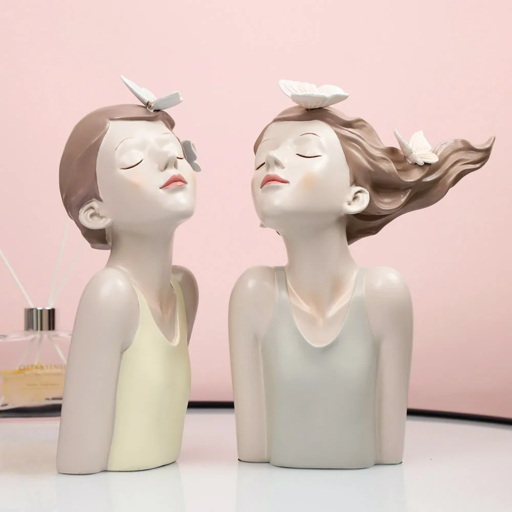

Modern Butterfly Fairy Girl Sculpture Luxury Home Decoration Living Room Bookcase Decoration Character Girl Sculpture