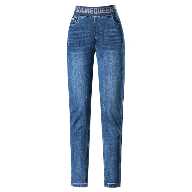 

Осенне-зимние новые свободные Узкие повседневные брюки, джинсы для женщин, эластичные джинсы с высокой талией, женские брюки оверсайз Harlan