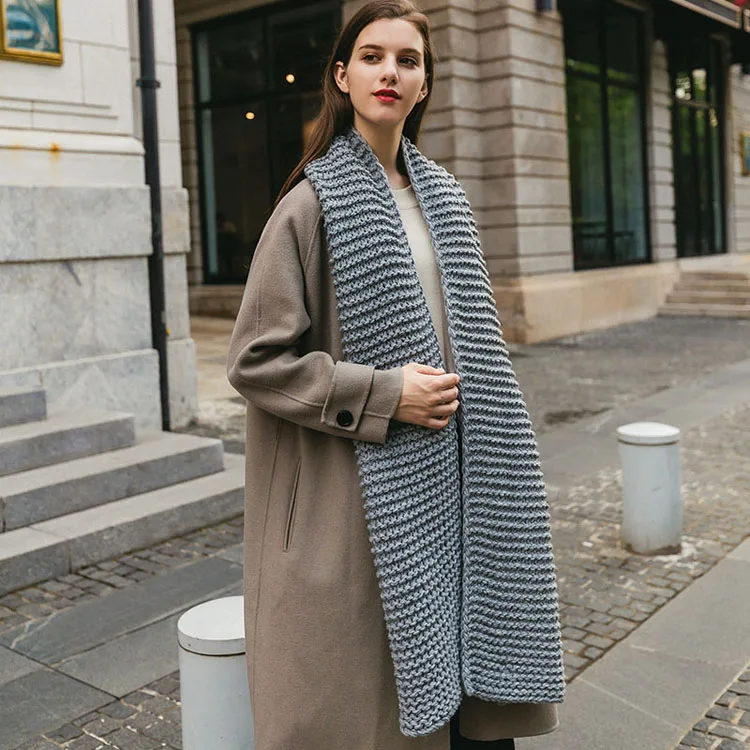 C8 DRESSUUP однотонный плотный шерстяной шарф женский осенне-зимний толстый вязаный шарф для мужчин и женщин ручной работы - Цвет: C8