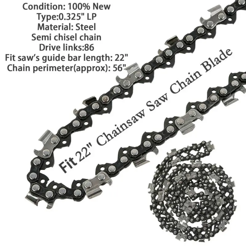 

22 Inch 86DL Drive Link Chainsaw Saw Chain Blade For Sears 0.325in LP .058 Gauge For Cutting Lumber Woodworking Tool