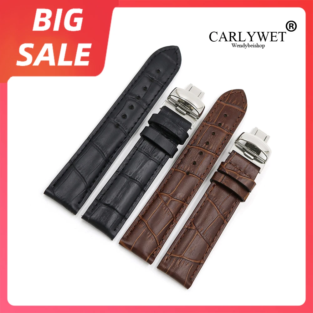 

CARLYWET 19mm Top Quality Real Calf Leather Replacement Watch Band Strap Bracelet For Tissot PRC200 T17 T461 T014430 T014410
