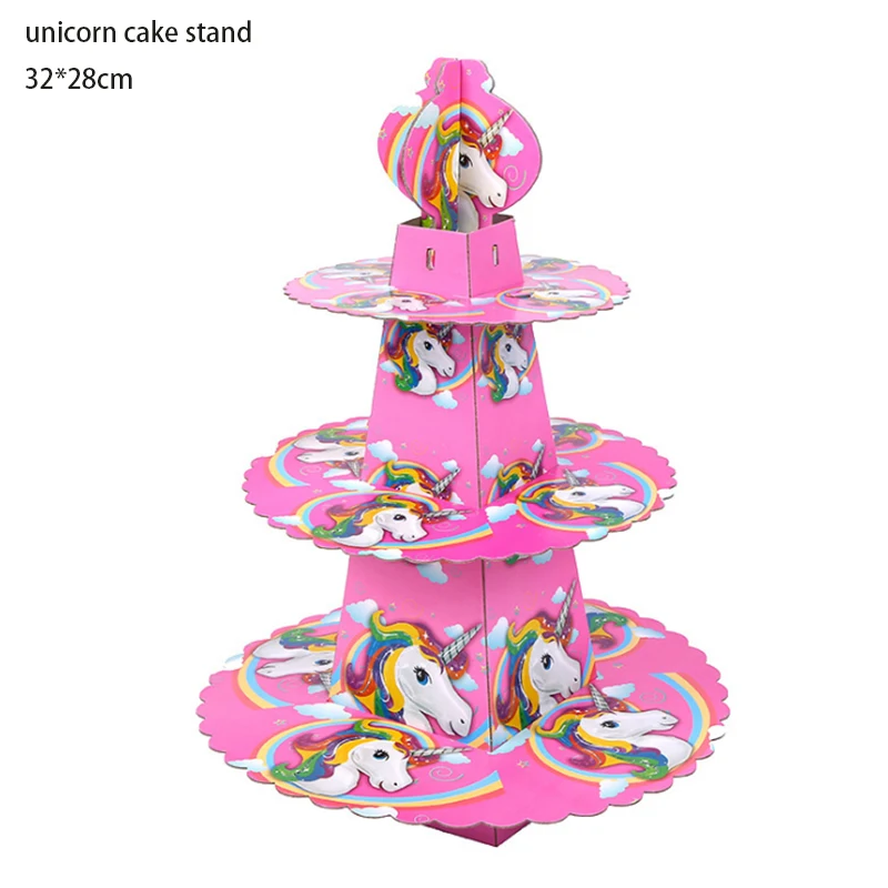 unicorn cake stand Единорог тема вечерние Unicornio одноразовая посуда Единорог Декор поставки День Рождения украшения Дети Единорог вечерние сувениры - Цвет: unicorn cake stand