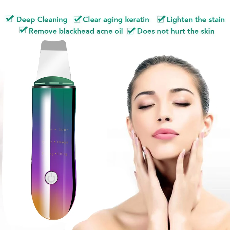 Перезаряжаемый ультразвуковой пилинг для кожи кавитации Очищение лица лифтинг