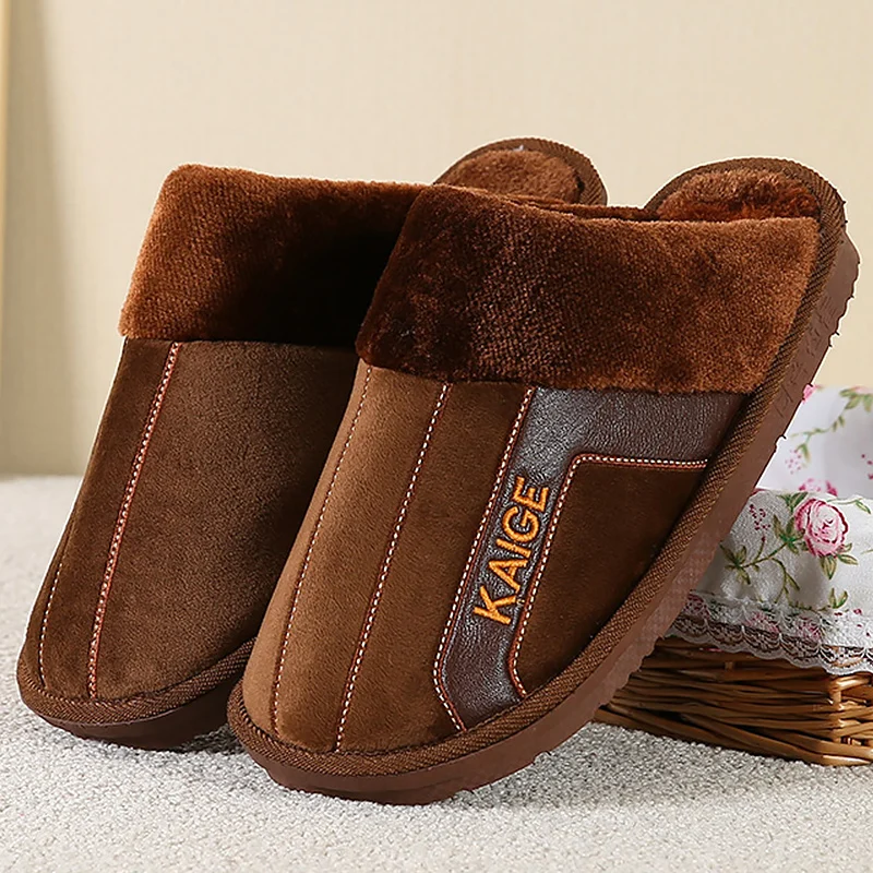 Мужские Нескользящие Шлепанцы из флока дизайнерские домашние тапочки больших