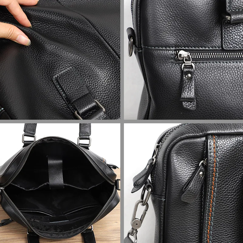 

2020 Cowhide Briefcase 100% Genuine Leather Men's Briefcase Fashion Large Capacity Business Bag Black Male Shoulder Laptop Bag
