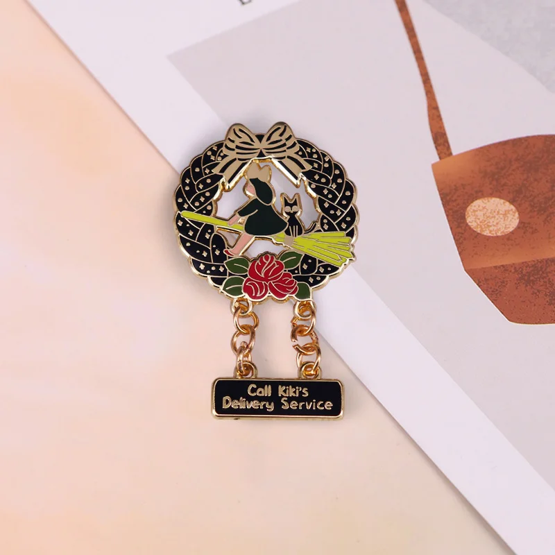 Эмалированная булавка Kiki's Delivery Service Милая брошь в виде кошки Jiji ghilii Значки из