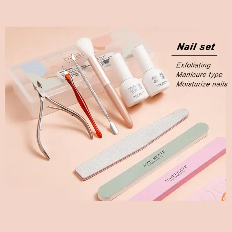 

Маникюрный набор толкатель кутикулы кусачки пилки для дизайна ногтей буферный шлифовальный инструмент Чистящая Щетка ножницы для удалени...
