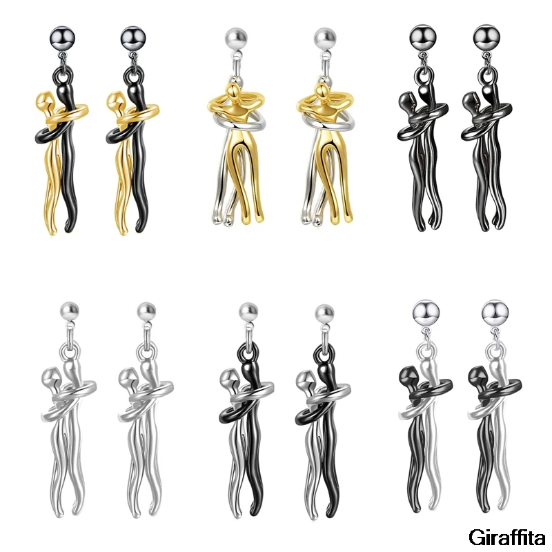 Изысканные двухцветные серьги для обнимания парные обнимающие Подвески