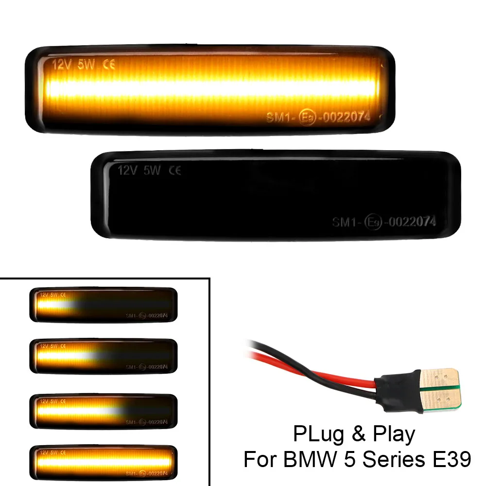 

Для BMW 5 серии E39 Mod BJ 12/95-6/03 сигнал поворота Динамический светодиодный 2 шт. потоковая последовательная лампа боковые габаритные огни